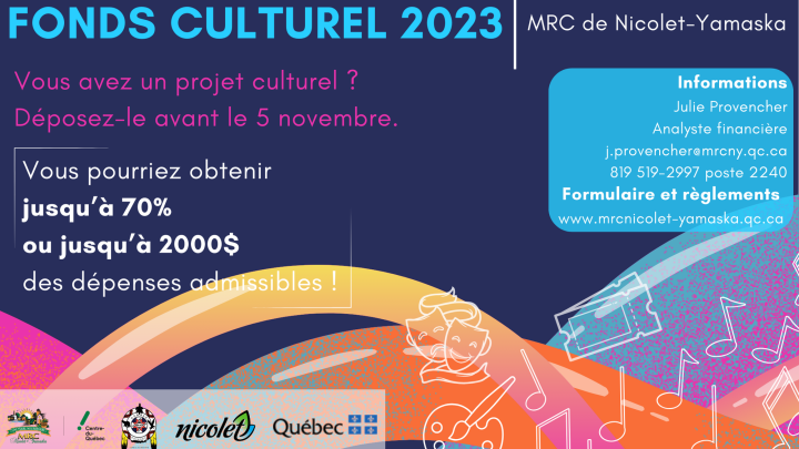 Fonds culturel de la MRC de Nicolet-Yamaska : Trois projets sélectionnés et un nouvel appel de projets
