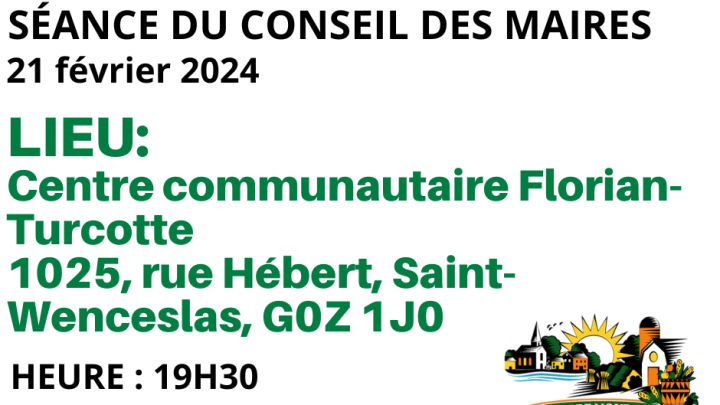 CHANGEMENT DE LIEU : CONSEIL DES MAIRES DU 21 FÉVRIER