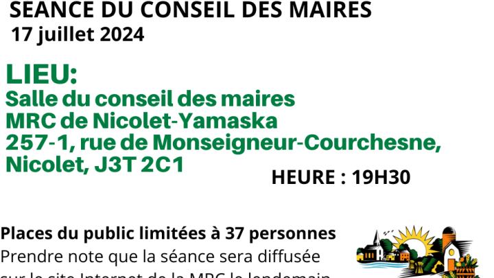CHANGEMENT DE DATE ET LIEU : Séance publique du Conseil des maires du 17 juillet 2024