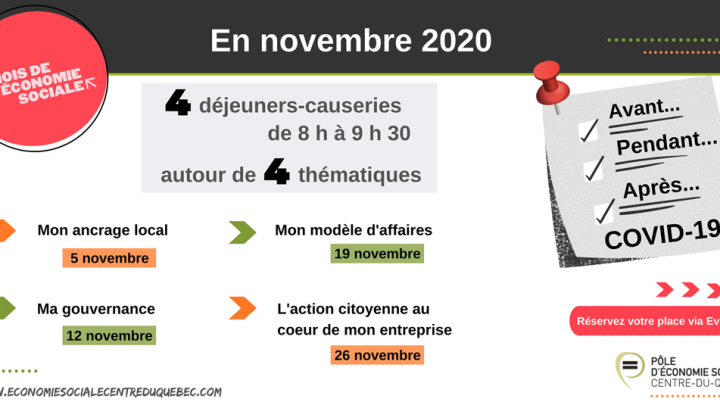 Activités du Mois de l'économie sociale du Centre-du-Québec