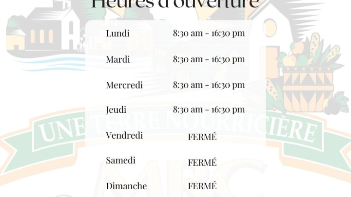 Heures d'ouverture
