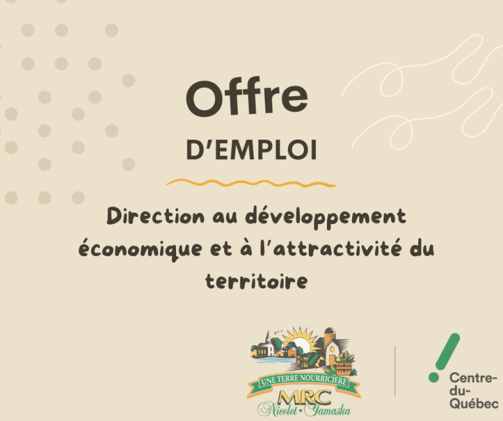 OFFRE D'EMPLOI : Direction au développement économique et à l'attractivité du territoire