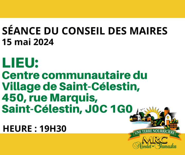 Lieu du Conseil des maires du 15 mai