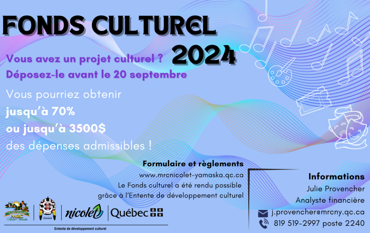 Fonds culturel 2024: Un 2e appel de projets dans la MRC de Nicolet-Yamaska