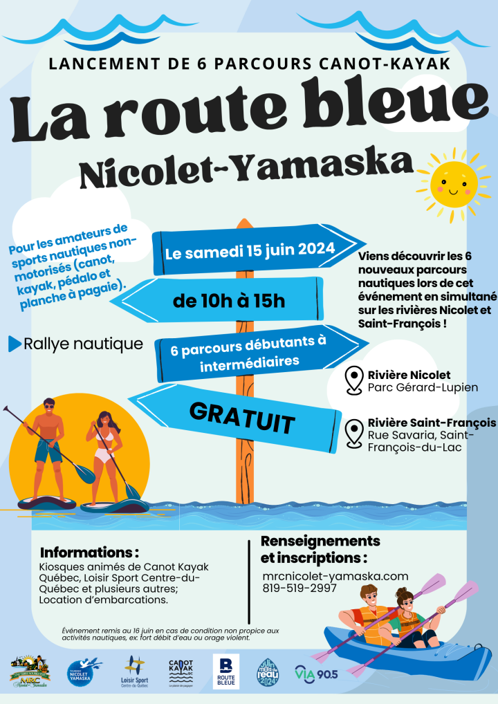 INSCRIPTION : Route bleue Nicolet-Yamaska - événement de canot-kayak